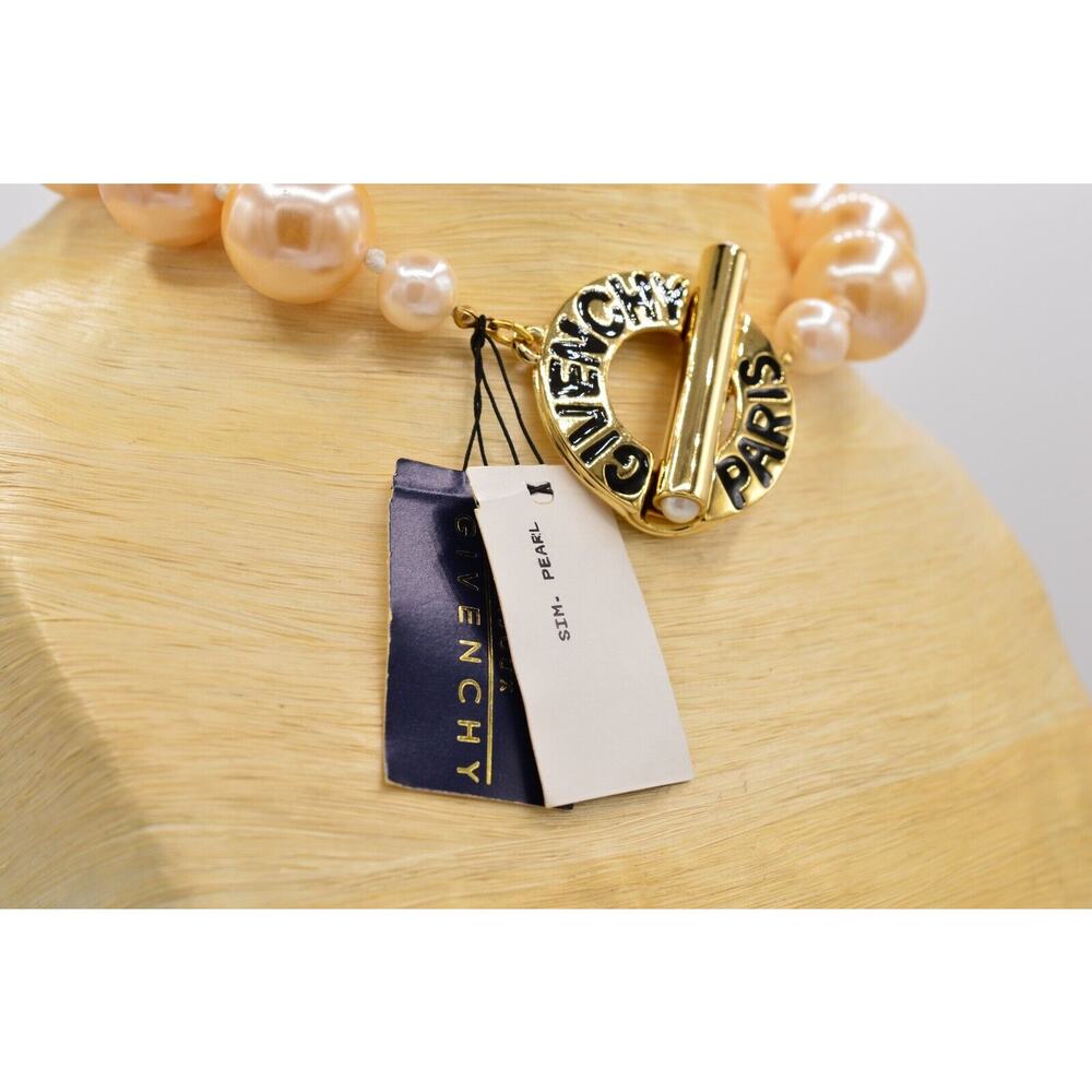 Givenchy Vintage Runway Logo Choker Necklace Chunky Pearl Bold NOS 1980s BinN - Picture 10 of 12